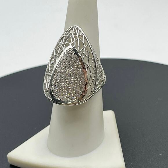 Sterling Silver Cubic Zirconia
Spider Web Weave Design Ring 2.40 Cts New Sz 8 - Picture 1 of 10